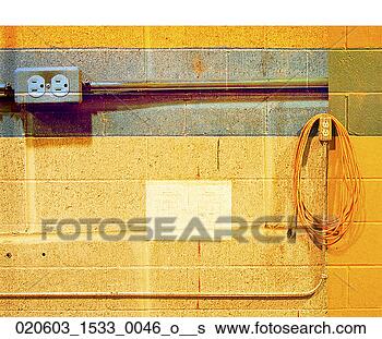 Stock Photo - wiring, circuit, 
wires, socket, 
outlet, brick, 
wall. fotosearch 
- search stock 
photos, pictures, 
images, and photo 
clipart
