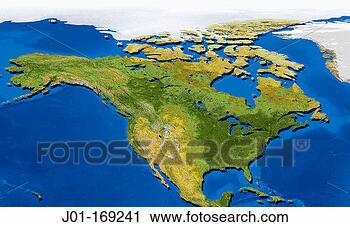 Stock Photography of Natural Colour Satellite Image Map of North...