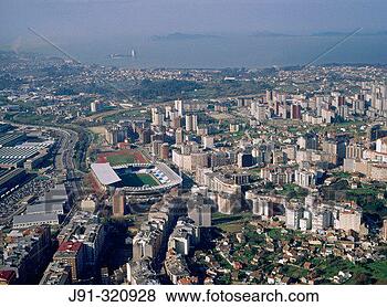 Stock Photo - football ground 
and view of vigo 
in pontevedra 
province galicia 
spain. fotosearch 
- search stock 
photos, pictures, 
images, and photo 
clipart