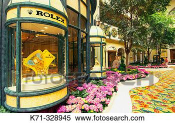 Stock Image of Rolex watch display at the Beau Rivage Casino hotel...