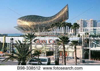 Stock Photo - spain barcelona 
port olímpic gran 
casino and peix 
(fish) sculpture 
by. fotosearch 
- search stock 
photos, pictures, 
images, and photo 
clipart