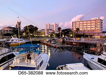Stock Photo - barbados, bridgetown: 
evening view of 
the careenage. 
fotosearch - search 
stock photos, 
pictures, images, 
and photo clipart
