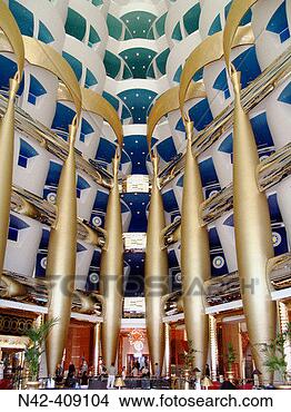 Stock Photo - brilliant lobby 
of the burj al 
arab hotel, dubai, 
united arab emirates. 
fotosearch - search 
stock photos, 
pictures, images, 
and photo clipart