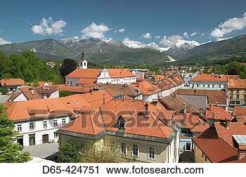 Stock Photography - town view from 
romanesque chapel 
kamnik gorenjska 
slovenia. fotosearch 
- search stock 
photos, pictures, 
images, and photo 
clipart