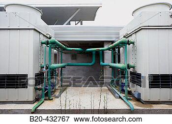 Picture - cooling towers, 
 air-conditioning 
installation in 
office building. 
fotosearch - search 
stock photos, 
pictures, images, 
and photo clipart