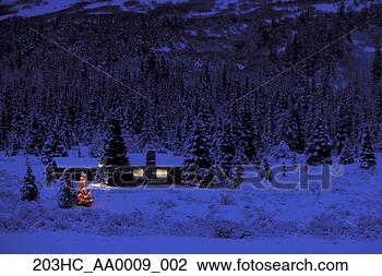 Stock Photo - cabin w/ & w/o 
christmas tree 
summit lake kp 
ak    pr winter 
scenic. fotosearch 
- search stock 
photos, pictures, 
images, and photo 
clipart