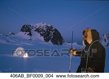 Stock Photo - eskimo views igloo 
lit at night / 
alaska range alaska. 
fotosearch - search 
stock photos, 
pictures, images, 
and photo clipart