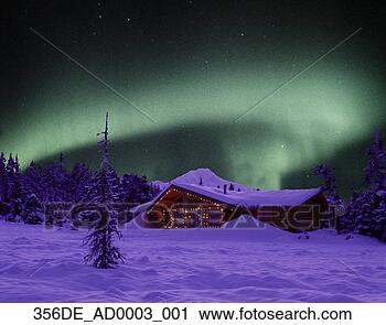 Stock Photography - northern lights 
over cabin christmas 
lights winter 
ak southcentral. 
fotosearch - search 
stock photos, 
pictures, images, 
and photo clipart