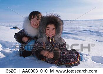 Stock Photo - portrait inupiat 
eskimo children 
winter nome w 
ak/nsisters. fotosearch 
- search stock 
photos, pictures, 
images, and photo 
clipart