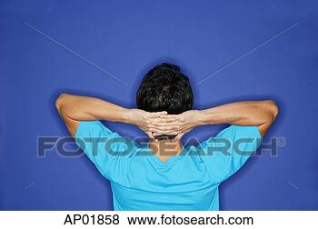 Stock Photo - man with hands 
behind head, rearview. 
fotosearch - search 
stock photos, 
pictures, images, 
and photo clipart
