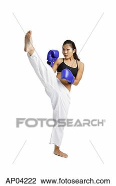 Stock Photo - female boxer with 
one leg raised. 
fotosearch - search 
stock photos, 
pictures, images, 
and photo clipart
