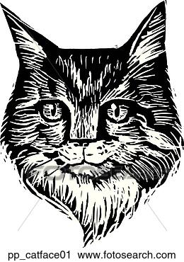 剪贴画 - 猫, 脸, 1