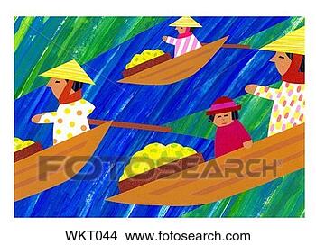 Stock Illustration - asian women ferrying 
produce. fotosearch 
- search clipart, 
illustration, 
drawings and vector 
eps graphics images