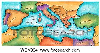 Stock Illustration - map of mediterranean 
sea. fotosearch 
- search clipart, 
illustration, 
drawings and vector 
eps graphics images