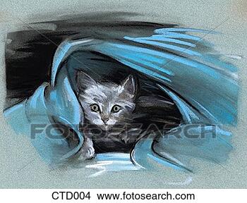 Stock Illustration - kitten hiding 
in blanket. fotosearch 
- search clipart, 
illustration, 
drawings and vector 
eps graphics images
