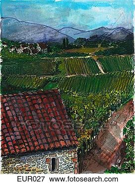 Stock Illustration - italian vineyard. 
fotosearch - search 
clipart, illustration, 
drawings and vector 
eps graphics images