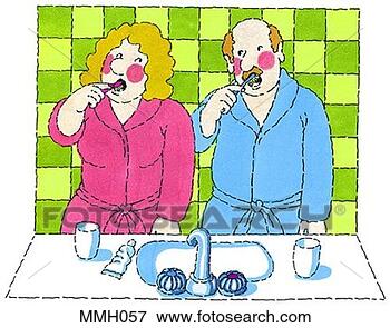 Stock Illustration - mr & mrs brushing 
teeth. fotosearch 
- search clipart, 
illustration, 
drawings and vector 
eps graphics images