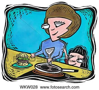 Stock Illustration - woman cooking 
hamburger. fotosearch 
- search clipart, 
illustration, 
drawings and vector 
eps graphics images