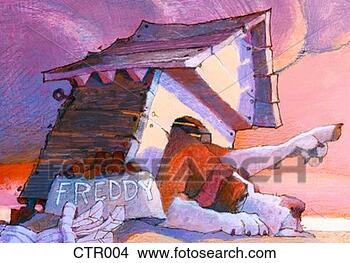 Stock Illustration - dog in doghouse 
pointing. fotosearch 
- search clipart, 
illustration, 
drawings and vector 
eps graphics images