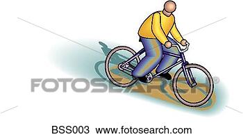 Drawing - man riding bicycle. 
fotosearch - search 
clipart, illustration, 
drawings and vector 
eps graphics images