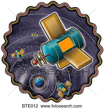 Clip Art - satellite in orbit. 
fotosearch - search 
clipart, illustration, 
drawings and vector 
eps graphics images