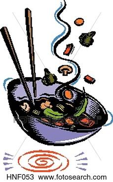 Drawing - wok cooking. fotosearch 
- search clipart, 
illustration, 
drawings and vector 
eps graphics images