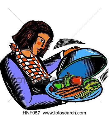 Stock Illustration - woman with vegetable 
platter. fotosearch 
- search clipart, 
illustration, 
drawings and vector 
eps graphics images