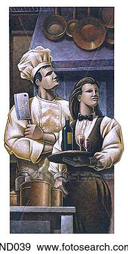 Stock Illustration - chef & server. 
fotosearch - search 
clipart, illustration, 
drawings and vector 
eps graphics images