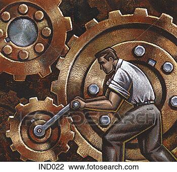 Clip Art - worker with gears. 
fotosearch - search 
clipart, illustration, 
drawings and vector 
eps graphics images