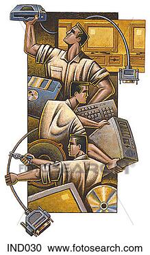 Stock Illustration - workers with electronic 
components. fotosearch 
- search clipart, 
illustration, 
drawings and vector 
eps graphics images