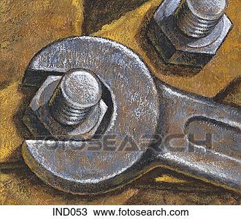Drawing - wrench & hex nut. 
fotosearch - search 
clipart, illustration, 
drawings and vector 
eps graphics images