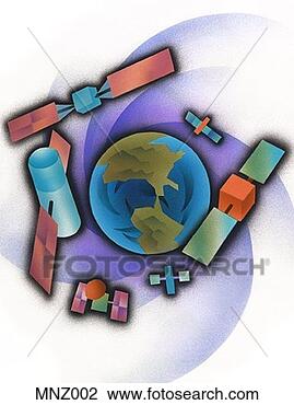 Clip Art - satellites around 
globe. fotosearch 
- search clipart, 
illustration, 
drawings and vector 
eps graphics images
