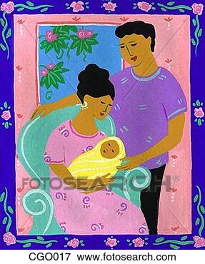 Stock Illustration - couple with new 
baby. fotosearch 
- search clipart, 
illustration, 
drawings and vector 
eps graphics images