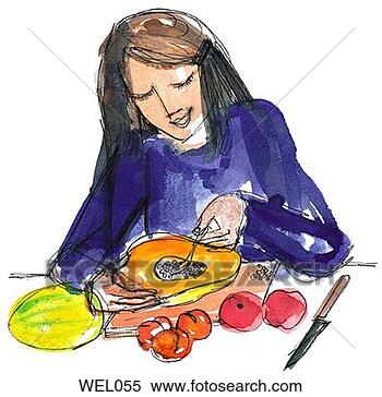 Stock Illustration - woman eating papaya. 
fotosearch - search 
clipart, illustration, 
drawings and vector 
eps graphics images