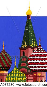 Stock Illustration - st basil`s cathedral, 
red square, moscow, 
russia. fotosearch 
- search clipart, 
illustration, 
drawings and vector 
eps graphics images