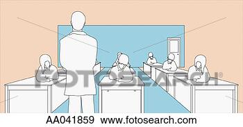 Stock Illustration - back of instructor 
in front of class. 
fotosearch - search 
clipart, illustration, 
drawings and vector 
eps graphics images