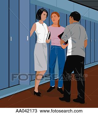 Drawing - teenagers in school 
hall, talking. 
fotosearch - search 
clipart, illustration, 
drawings and vector 
eps graphics images