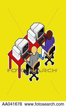 Stock Illustration - using computers. 
fotosearch - search 
clipart, illustration, 
drawings and vector 
eps graphics images