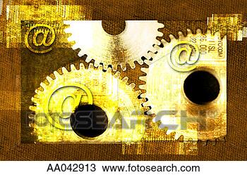 Drawing - gears and `at` 
symbols. fotosearch 
- search clipart, 
illustration, 
drawings and vector 
eps graphics images
