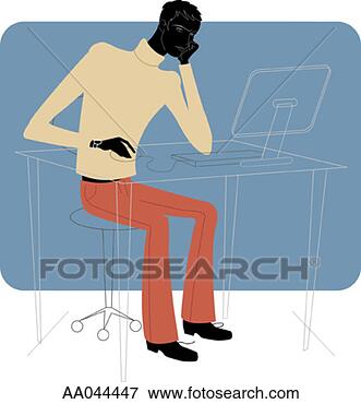 Stock Illustration - man at desk using 
computer. fotosearch 
- search clipart, 
illustration, 
drawings and vector 
eps graphics images