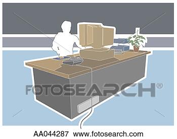 Stock Illustration - man using computer 
at desk. fotosearch 
- search clipart, 
illustration, 
drawings and vector 
eps graphics images