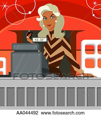 Clip Art - sales clerk at 
cash register 
check out. fotosearch 
- search clipart, 
illustration, 
drawings and vector 
eps graphics images