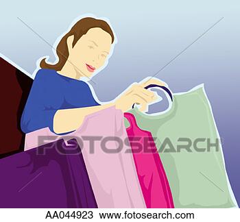 Drawing - woman with shopping 
bags. fotosearch 
- search clipart, 
illustration, 
drawings and vector 
eps graphics images