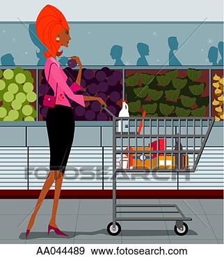Stock Illustration - woman shopping 
produce section 
of supermarket. 
fotosearch - search 
clipart, illustration, 
drawings and vector 
eps graphics images
