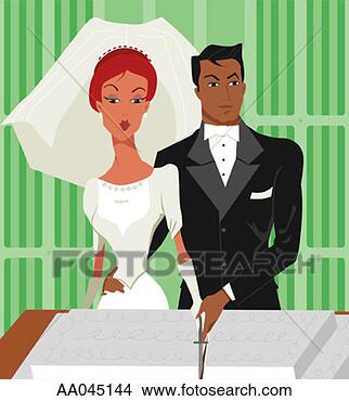 Stock Illustration - bride and groom 
cutting wedding 
cake. fotosearch 
- search clipart, 
illustration, 
drawings and vector 
eps graphics images