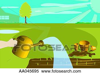 Stock Illustration - watering the garden. 
fotosearch - search 
clipart, illustration, 
drawings and vector 
eps graphics images
