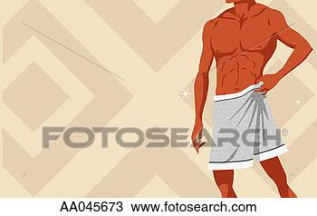 Drawing - man holding a 
towel around his 
waist. fotosearch 
- search clipart, 
illustration, 
drawings and vector 
eps graphics images