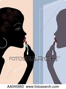 Stock Illustration - woman applying 
lipstick. fotosearch 
- search clipart, 
illustration, 
drawings and vector 
eps graphics images