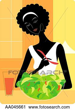 Clipart - woman eating salad. 
fotosearch - search 
clipart, illustration, 
drawings and vector 
eps graphics images
