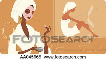 Stock Illustration - women at health 
spa. fotosearch 
- search clipart, 
illustration, 
drawings and vector 
eps graphics images